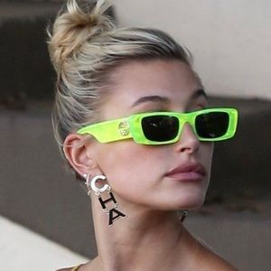 Neon green Gucci rectangle glasses